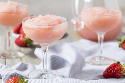 Cold refreshing frozen rose-wine cocktail