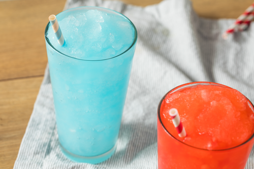 frozen red and blue slushies