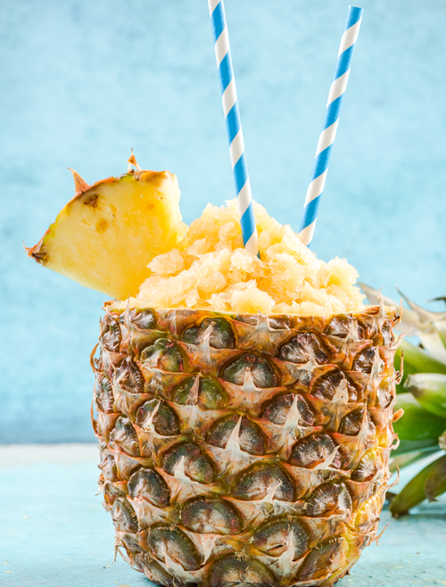 Tropical cocktail pineapple granita